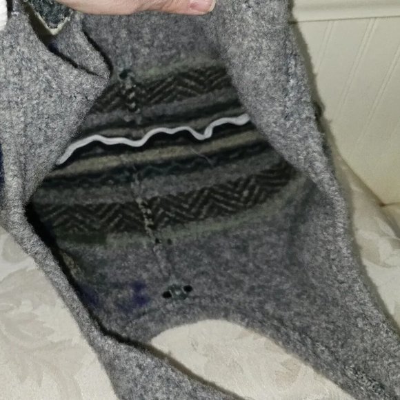 Handmade Gray Purple Felted WOOL Beaded Embroidered Small Hand Bag Tote Purse - Picture 10 of 12